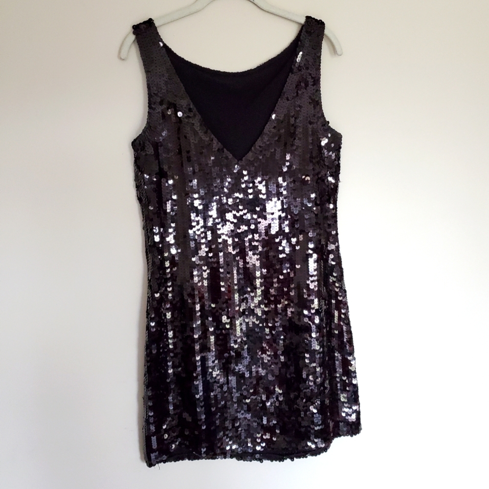 Banana Republic Sequin Cocktail Slip Dress Dark Mocha Size 6 - Picture 4 of 6
